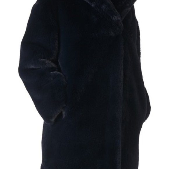 Brand New - Whistles Frankie Faux Fur Coat (Navy) - Picture 1 of 3